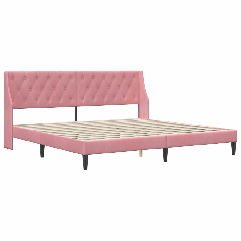 Struttura letto con materasso Rosa 200 x 200 cm Velluto 3414822