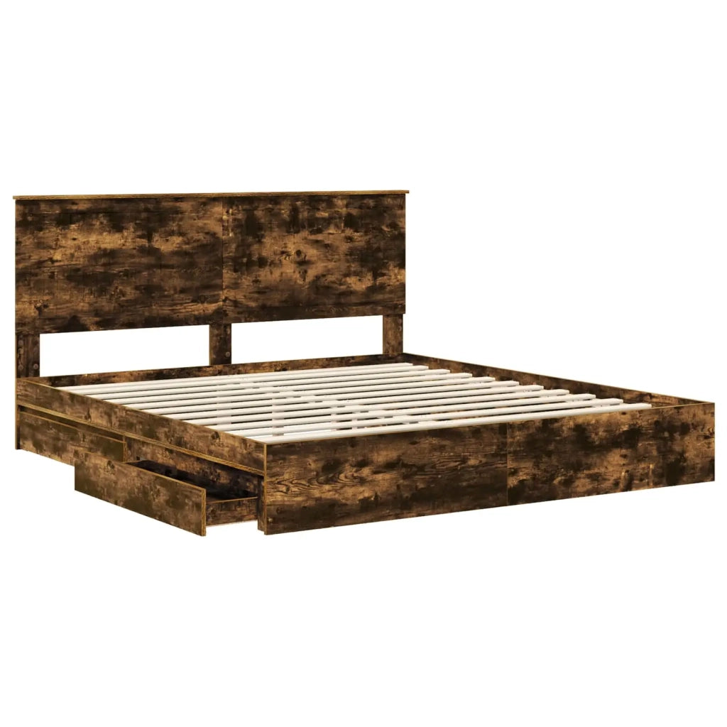 Letto con Contenitore con testiera Rovere fumé 180 x 200 cm
