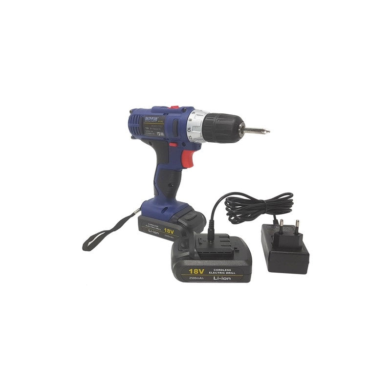 TRAPANO AVVITATORE ELETTRICO CORDLESS 2 BATTERIE RICARICABILE R18V 2500 MAH