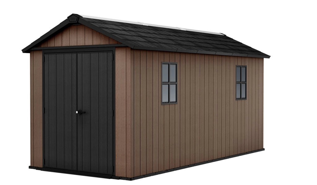Casetta Box da Giardino 476x230x246 cm Newton Plus 7515/1575 Doppia Opzione Montaggio in Resina Evotech+ Marrone