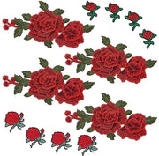 Pannelli per decorare 12 pezzi con fiori/rose - applicabili - per abbigliamento/jeans/giacche - decorazioni DIY - materiale: poliestere - applicazione