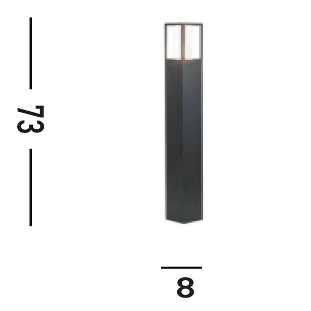 Paletto Da Esterno Moderno Viale Alluminio Nero Policarbonato 1 Luce Gu10 73Cm