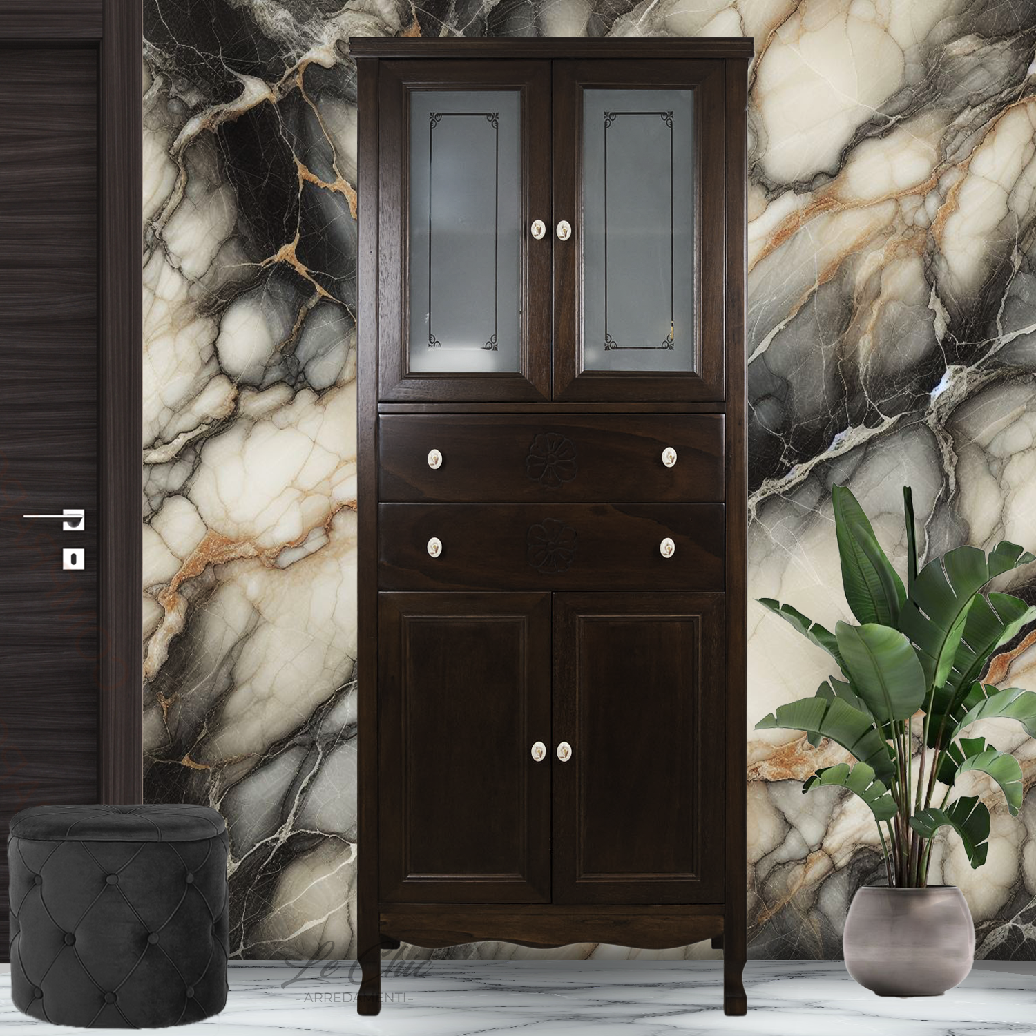 Colonna arte povera in legno noce