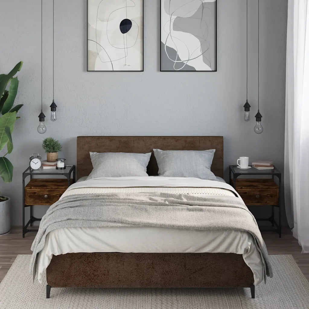 Comodini 2 pz-Set di 2 Tavolino da notte Rovere Fumo 40x40x55 cm in Legno Multistrato