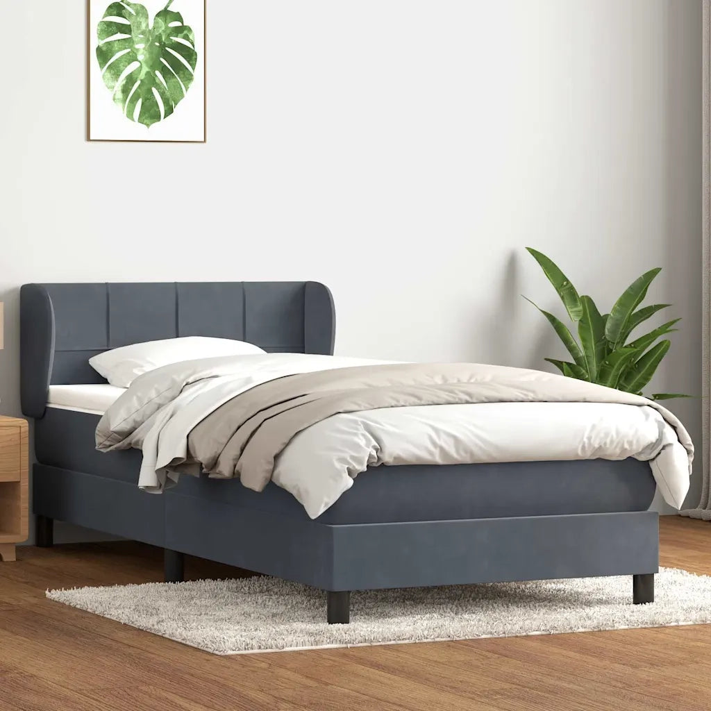 Giroletto a Molle con Materasso Grigio Scuro 80x220 cm Velluto 3317548