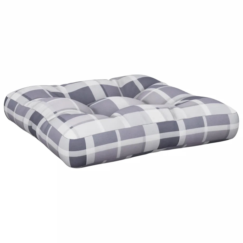 Cuscino per Pallet a Quadri Grigio 58x58x10 cm in Tessuto 360914