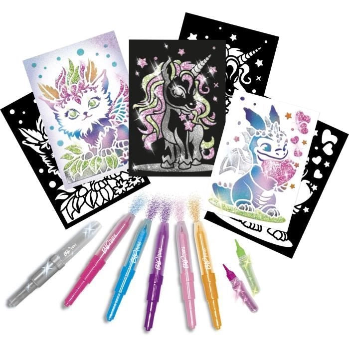 Blopens - LANSAY - Creature scintillanti - 6 stencil - Età 6 anni in su