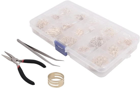 Kit per bracciali in feltro - 875 pezzi - Con chiusura a granchio - Adatto per creare gioielli - Include attrezzi per piegatura e crimpatura