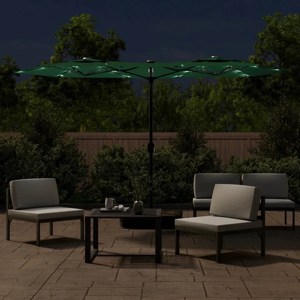 Ombrello | Parasolne a Doppia Testa con LED Verde 316x145 cm