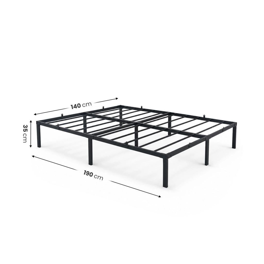 Struttura Letto Pieghevole in Metallo Rete a Doghe 140x190 cm Nero Letto per Ospiti 9 Gambe 20 Doghe