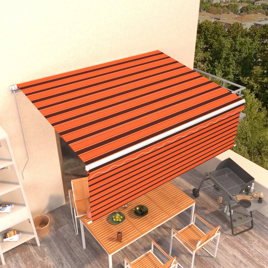 Tenda Retrattile Manuale con Parasole 4,5x3m Arancione Marrone 3069320