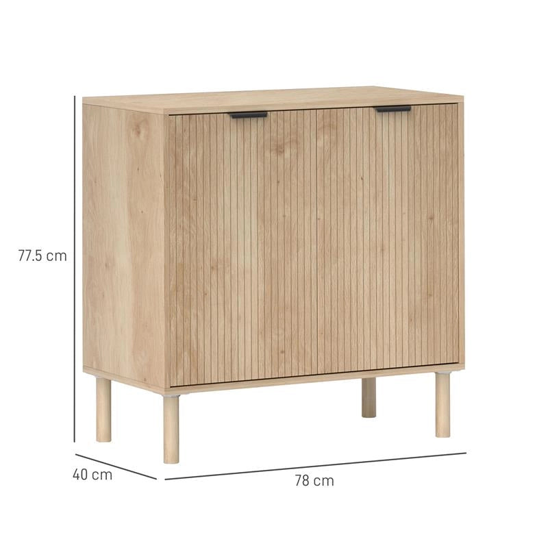 MOBILE CONTENITORE IN LEGNO A 2 LIVELLI CON RIPIANO REGOLABILE SU 3 LIVELLI, 78X40X77.5 CM COLOR ROVERE