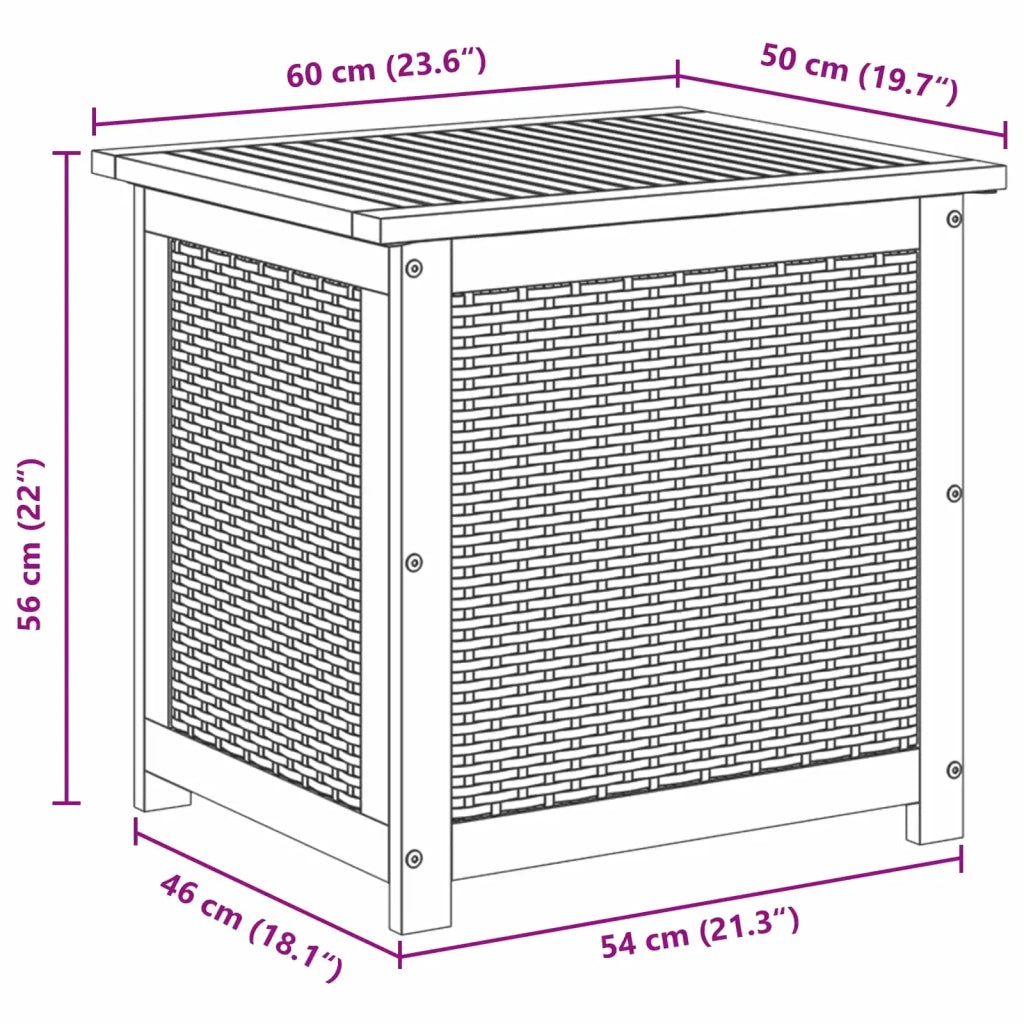 Scatola di Stoccaggio per Giardino 185 L 60 x 50 x 56 cm Beige 42002718