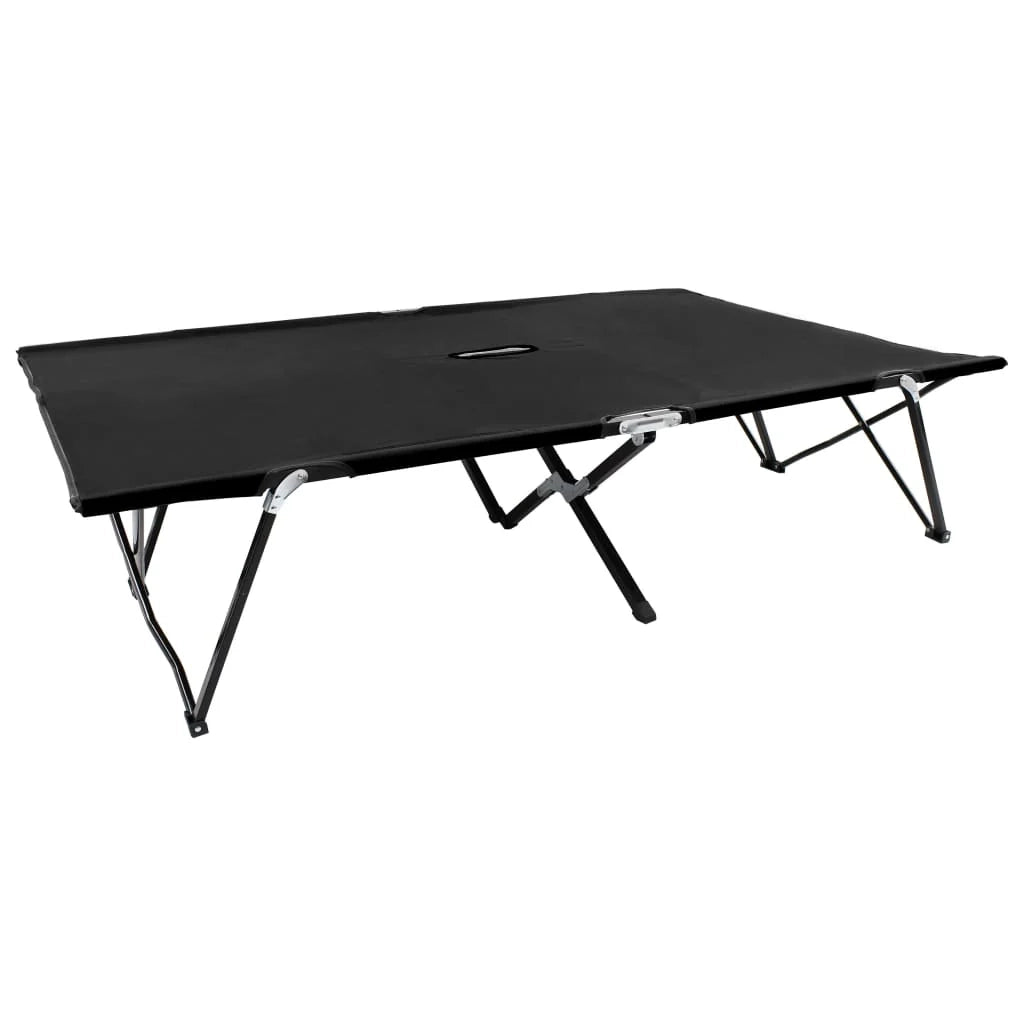 Letto da campeggio doppio pieghevole da esterno 2 posti in acciaio nero 02_0012791