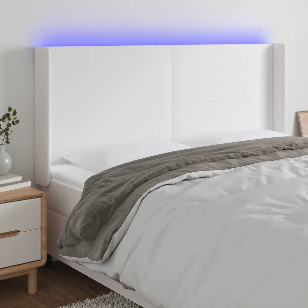 Testiera | Testata ad Orecchio Bianco 183x16x118/128 cm in Similpelle