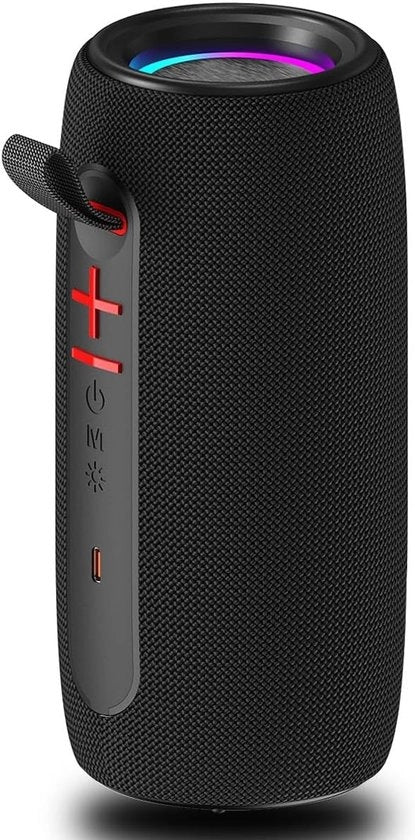 Altoparlante Bluetooth IPX6 - FM, LED, TWS, ingresso USB/AUX/SD - per esterno, campeggio & feste (Nero)