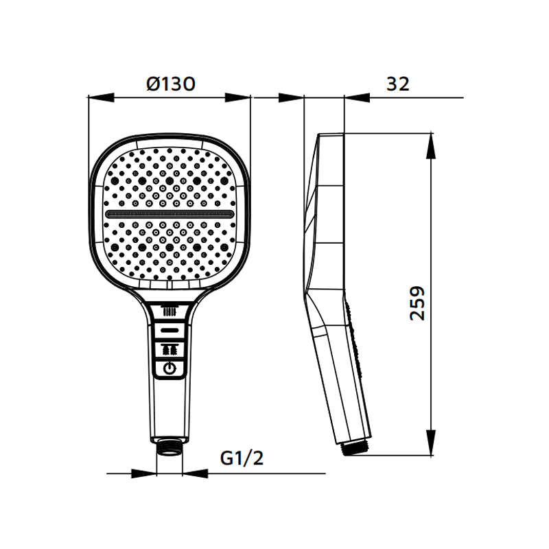 Doccino bianco e nero con pulsanti integrati 3 getti - serie Mercurio