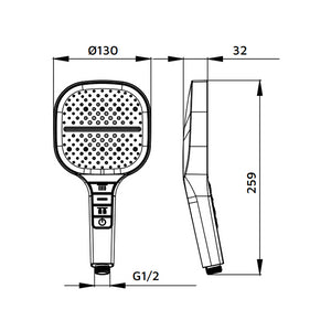 Doccino acciaio spazzolato e nero con pulsanti integrati 3 getti - serie Mercurio