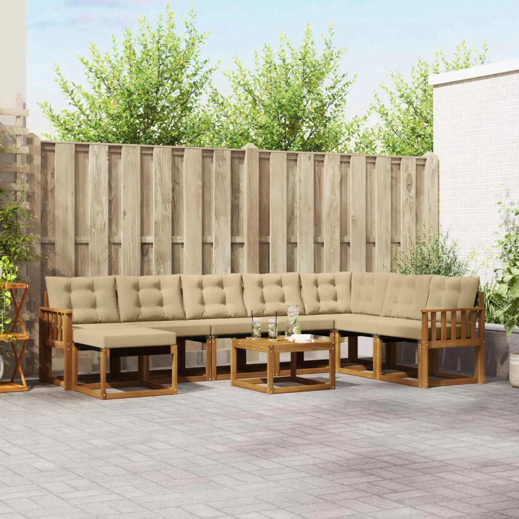 Set di divani da esterno con cuscino 9 pcs Naturale e Beige