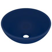 Lavabo rotondo di lusso per bagno lavabo da appoggio lavabo interno per cabina cosmetica 32,5 x 14 cm ceramica blu scuro opaco 02_0002710