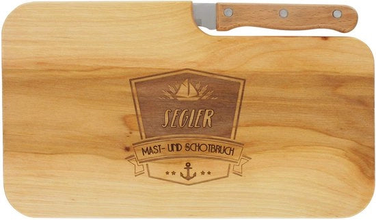 Tavolo da Bar con Laser e Gravatura "Mast- und Schotbruch" & Misura | 26 x 15 cm | Tavolo da Colazione, Tavolo da Taglio, Tavolo da Bar | Regalo per Marinai come Regalo per il Giorno del Padre