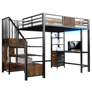 LETTO A SOPPALCO 140x200 cm in metallo nero con scrivania