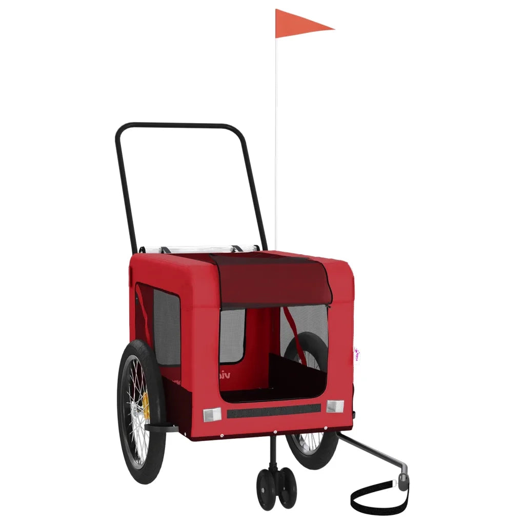 Rimorchio da Bici per Animali Rosso e Nero Oxford e Ferro 93943