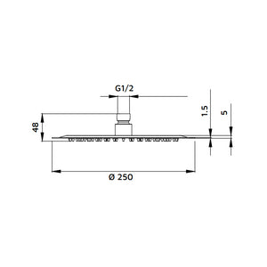 Soffione tondo diametro 25 cm bianco - serie Giove