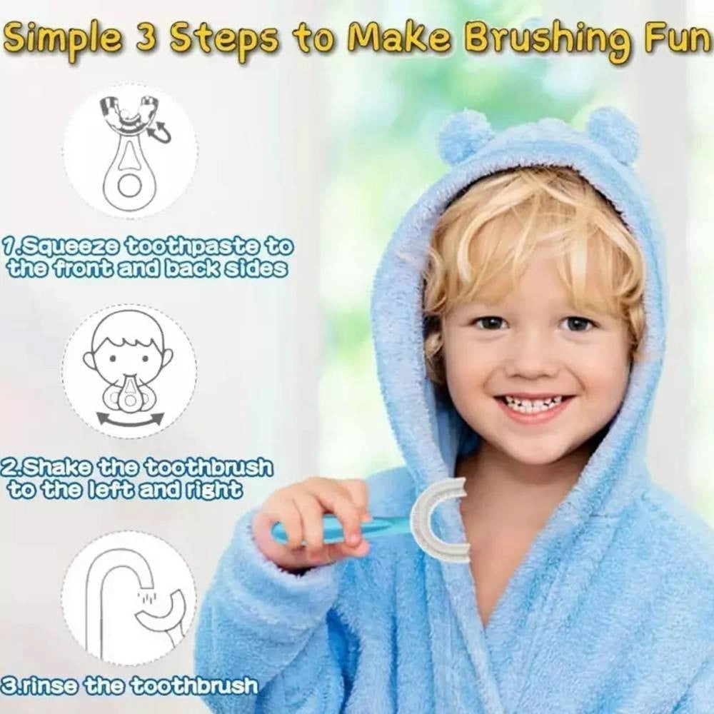 Trade Shop - Set 2 Spazzolino Da Denti Per Bambini 2-6 Anni A Forma Di U Setole In Silicone -