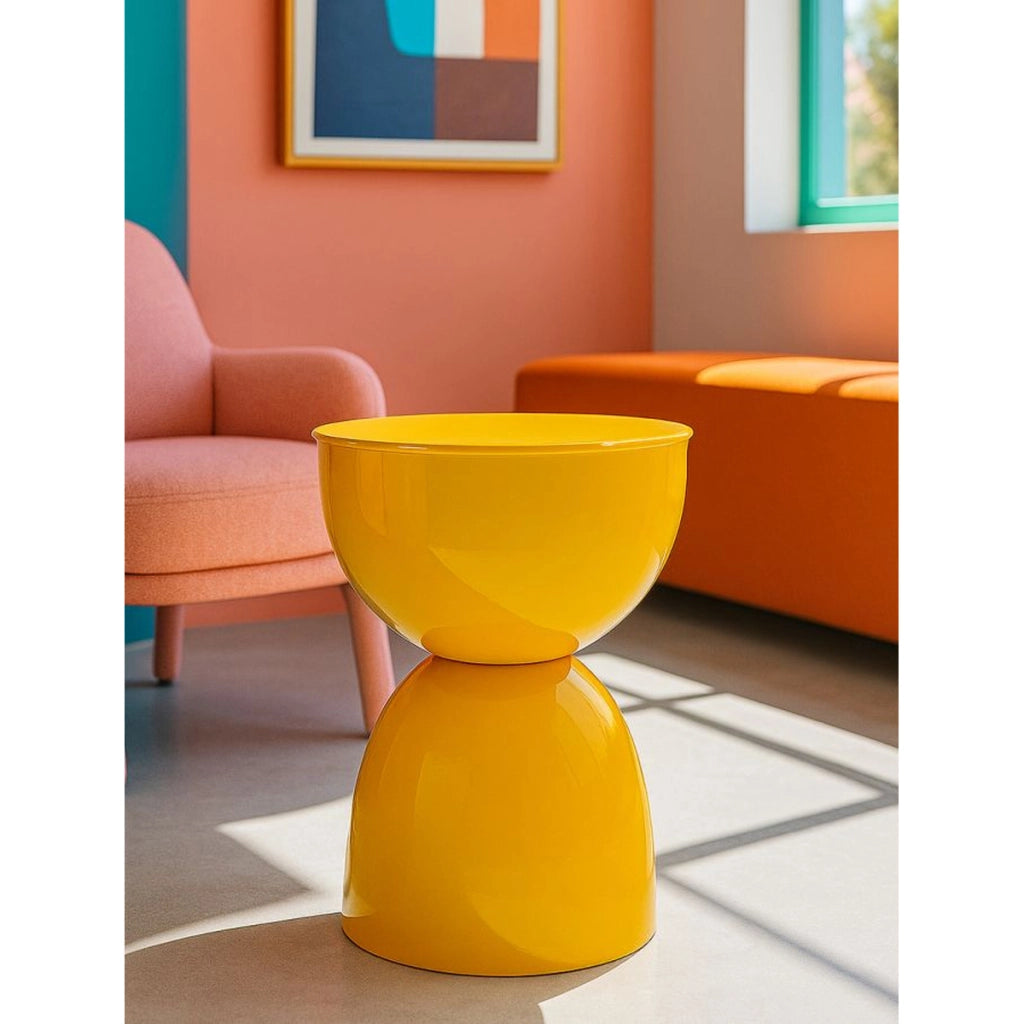 Tavolino VKH1077, Giallo, Metallo, 31x31x46 cm