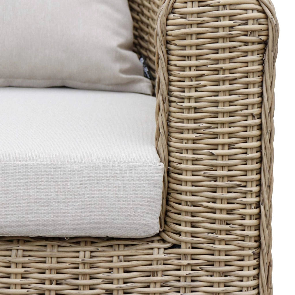 Salotto da giardino in resina intrecciata, 4 posti, marrone naturale