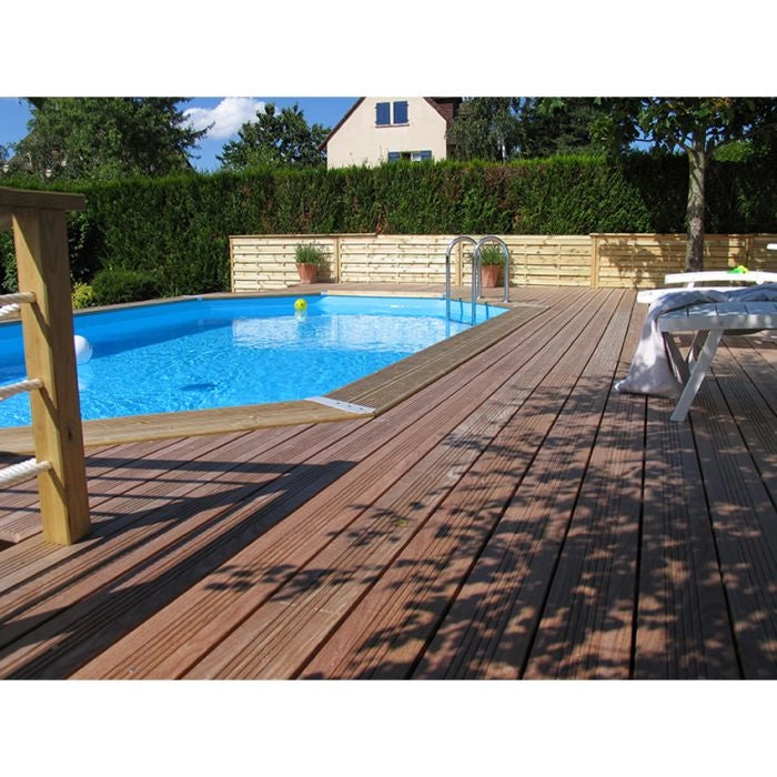 Piscina In Legno Ottagonale Northwood 610 - 6,10 X 4,00 H1,30 M - Liner Blue