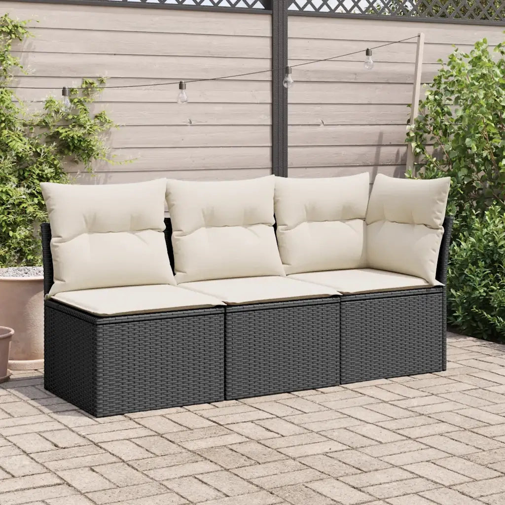 Sedia da Giardino Senza Braccioli con Cuscini Nera Polyrattan CFW5894634
