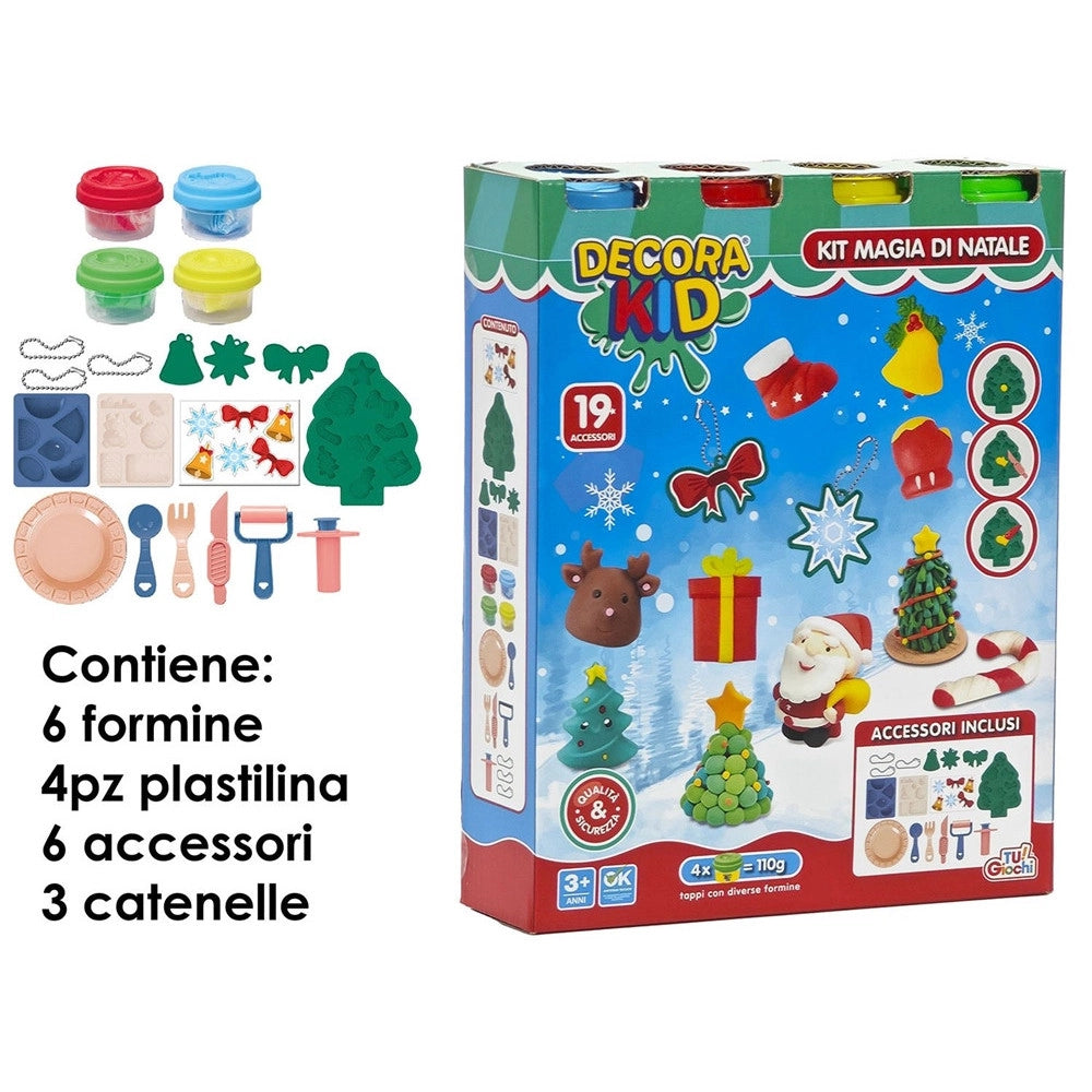 Trade Shop - Kit Gioco Per Bambini +3 Anni Creativo A Tema Natalizio Con Plastilina 19 Accessori -