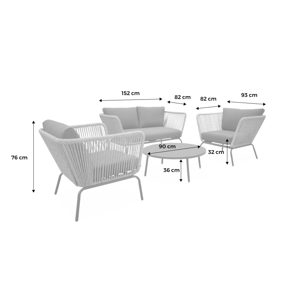 Salotto da giardino in resina intrecciata effetto rattan, 4 posti,