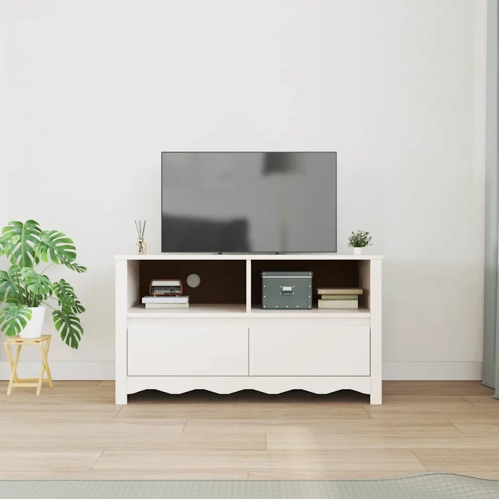 Mobile TV Drammen Bianco 99 x 43 x 55 cm Legno massello di pino 42003043