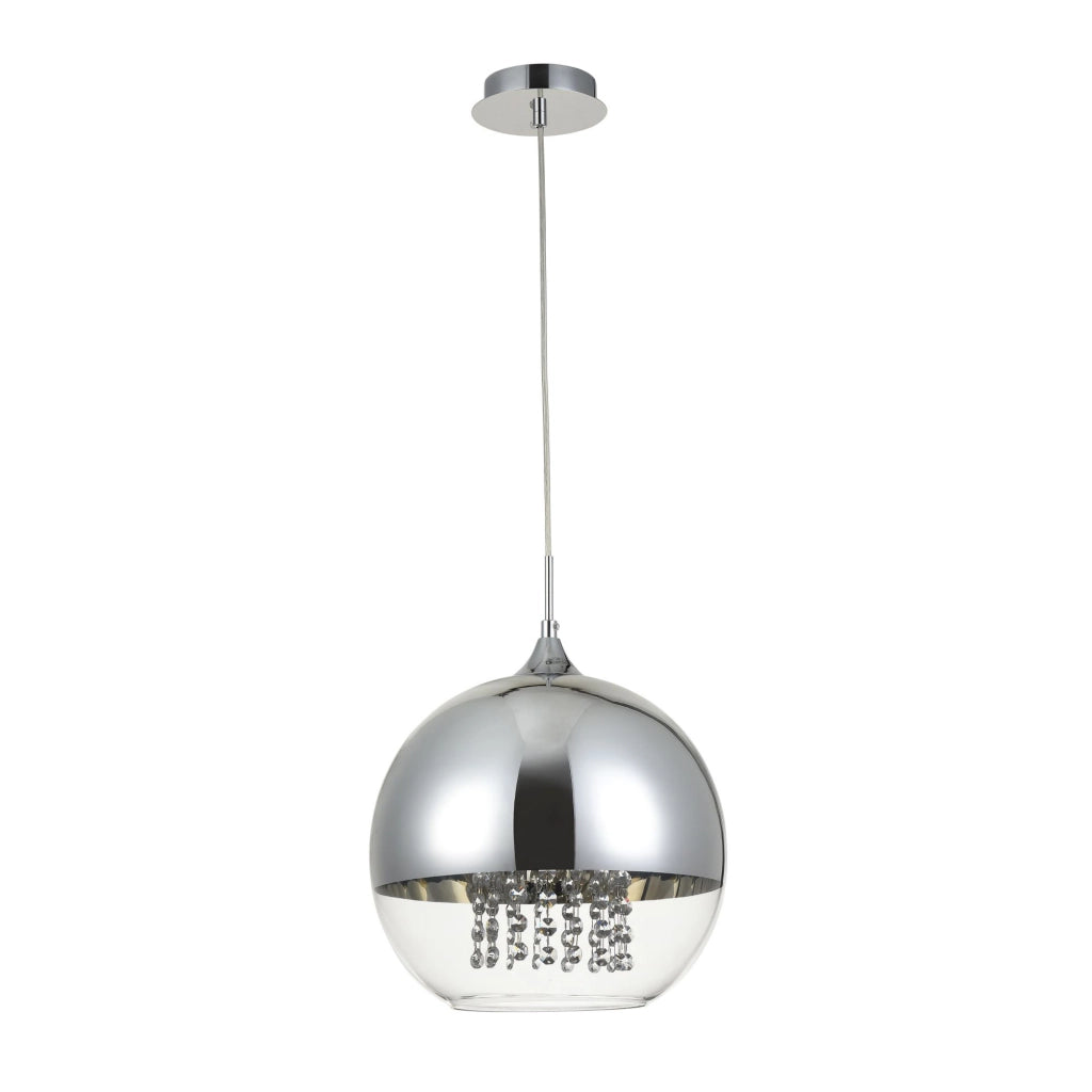 Maytoni Lampadario contemporaneo Fermi 1 luce E27 nichel metallo diffusore vetro trasparente