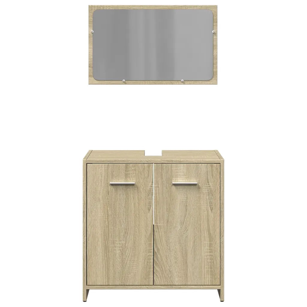 Set Mobili da Bagno 2 pz Rovere Sonoma in Legno Multistrato