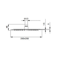 Soffione quadrato 25 x 25 cm cromato - serie Giove