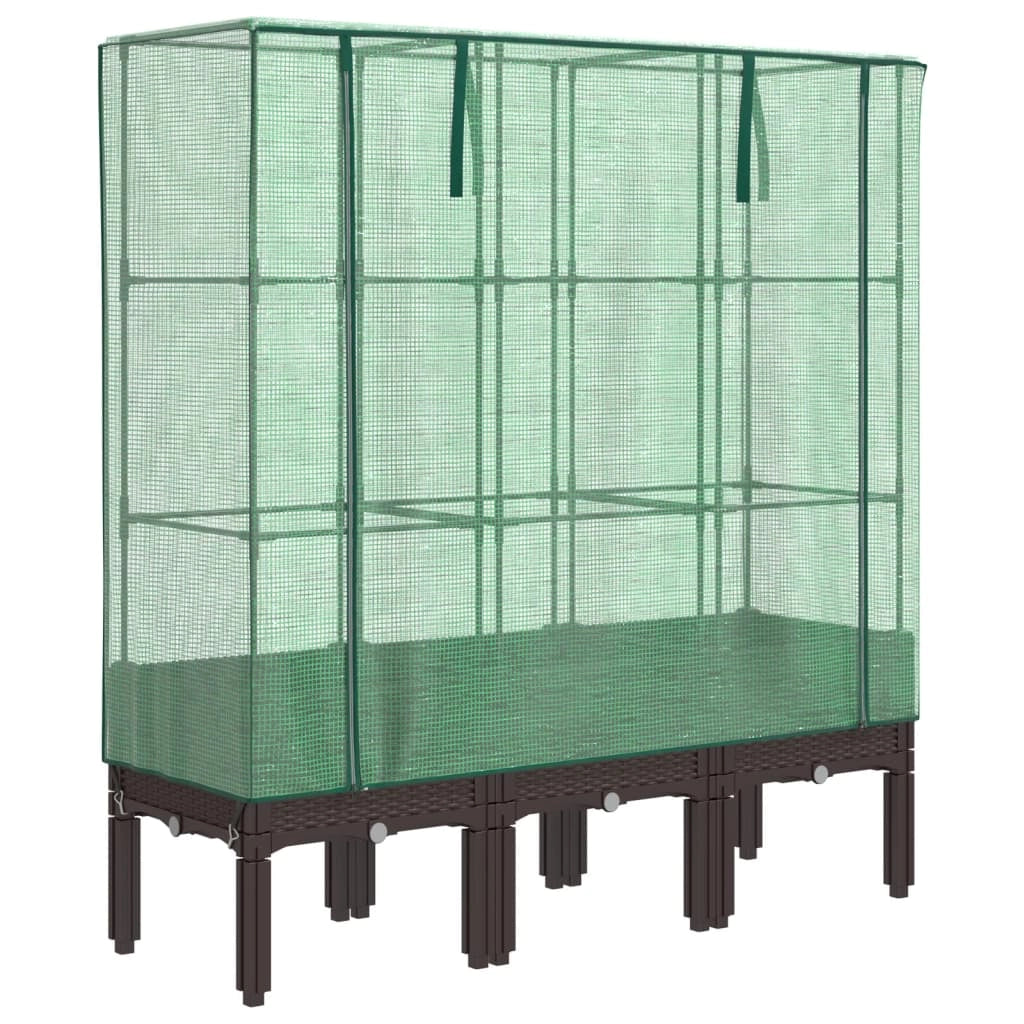 Aiuola rialzata/fioriera con copertura effetto rattan 120 x 40 x 140 cm Marrone 02_0038742