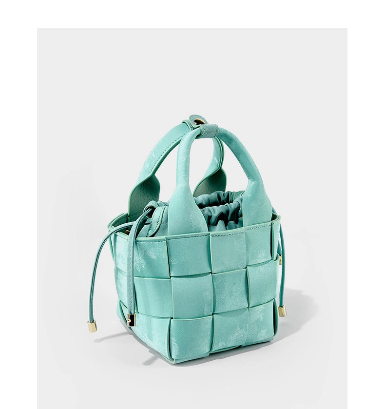 Borsa a tracolla da donna in vera pelle, stile vintage, blu.