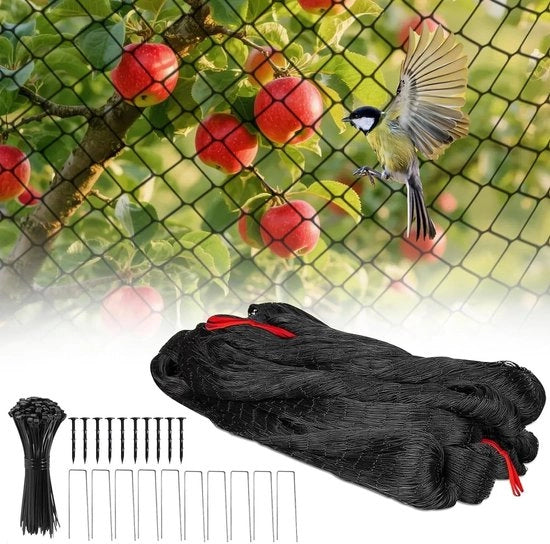Rete di protezione per uccelli 7,5 x 15 m - Resistente alle scalfitture - Resistente ai raggi UV - Duraturo - Rete per insetti - Protezione per alberi da frutta e ortaggi - Rete per uccelli