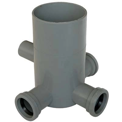 POZZETTO WC SCARICO 3 INGRESSI + 1 USCITA - PP GRIGIO MM 40 H.MM 120- 2 pezzi