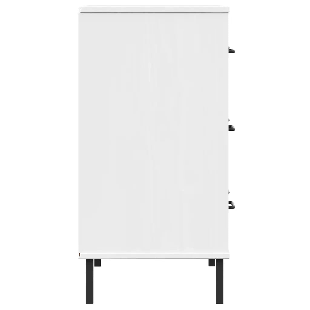 Credenza con 3 Cassetti Bianca 77x40x79,5cm Legno Massello OSLO 350981