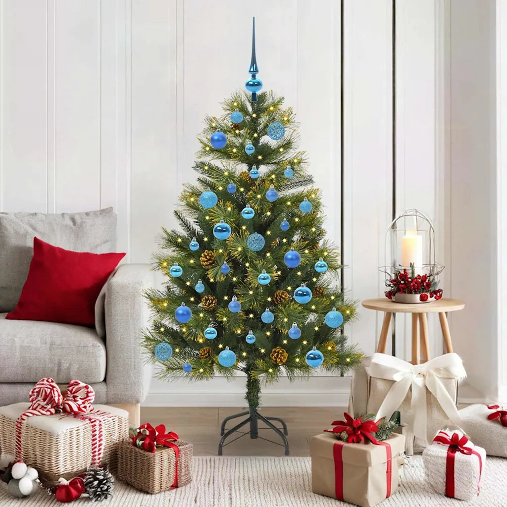 Albero di Natale artificiale pieghevole con coni Verde 150 cm 3395087