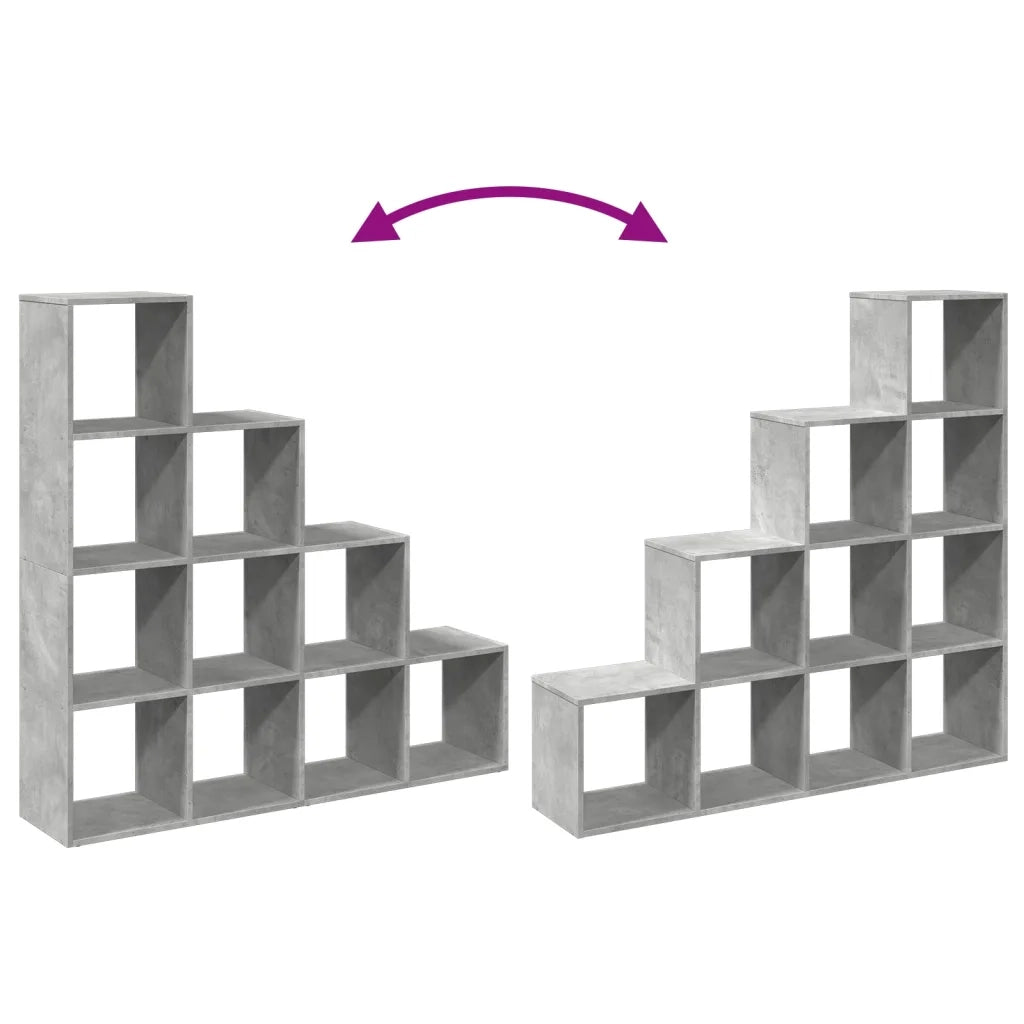 Libreria 4 Ripiani-Scaffale per Libri-Mobile di Stoccaggio Grigio Cemento 131,5x29x131,5 cm Truciolato