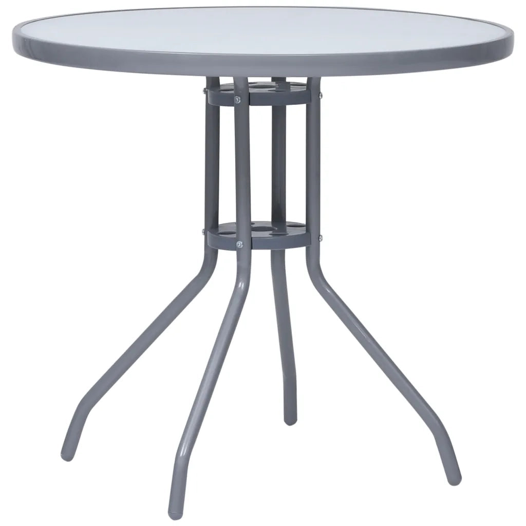 Tavolo da Giardino Grigio Chiaro 80 cm in Acciaio e Vetro cod mxl 34152