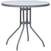 Tavolo da Giardino Grigio Chiaro 80 cm in Acciaio e Vetro cod mxl 34152
