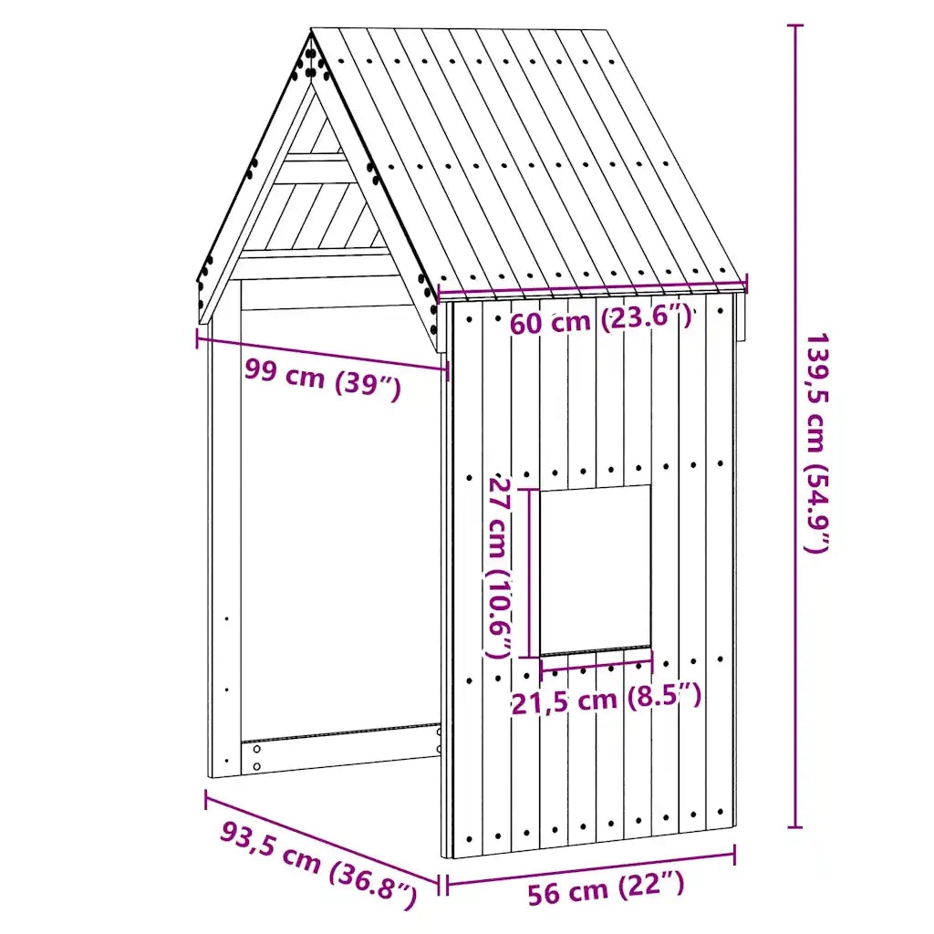 Tetto Letto Bambini Marrone Cera 60x99x139,5 cm Massello Pino