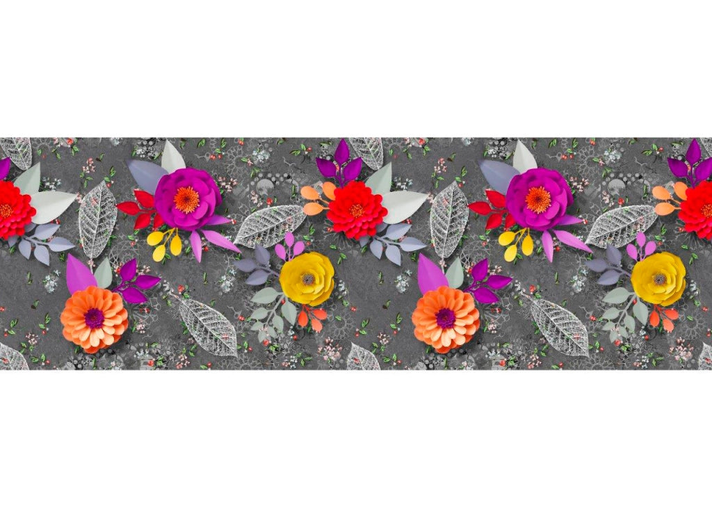 Tappeto Passatoia Cucina Antiscivolo Sottolavello Digitale Disegni Floreali - 50x500 - Fiori 3D